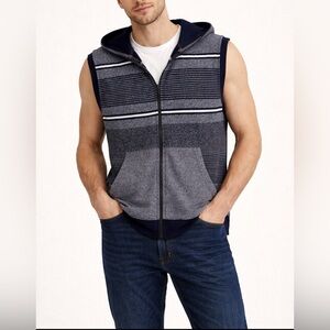 Denim & Rivets Men’s Sleeveless Zip Hoodie Vest Gray Blue Small GUC